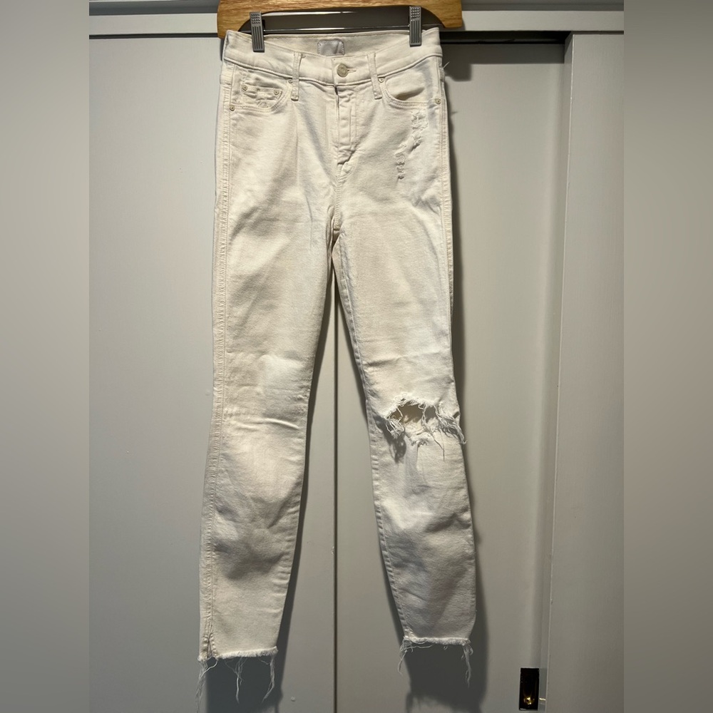 MOTHER denim - white stretchy skinny jeans, size 24